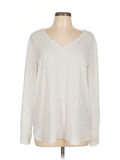 Pre-owned Ann Taylor Loft Outlet Long Sleeve Top Ivory V Neck Tops In White