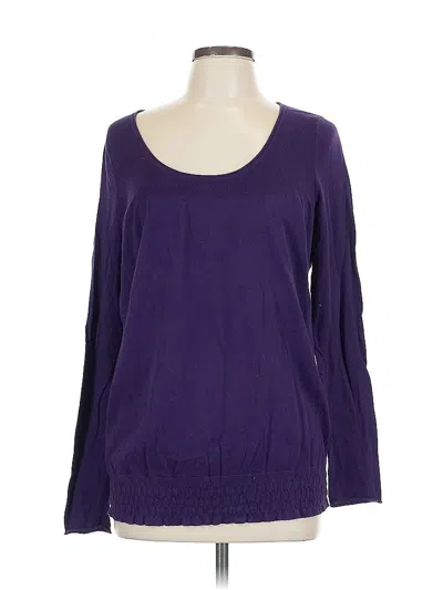 Pre-owned Ann Taylor Loft Outlet Long Sleeve Top Purple Scoop Neck Tops