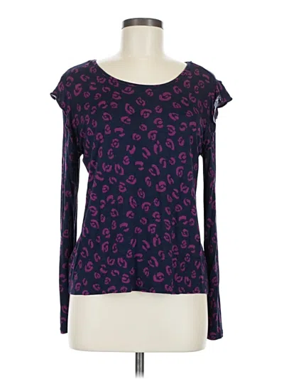 Pre-owned Ann Taylor Loft Outlet Long Sleeve Top Purple Sweetheart Neckline Tops