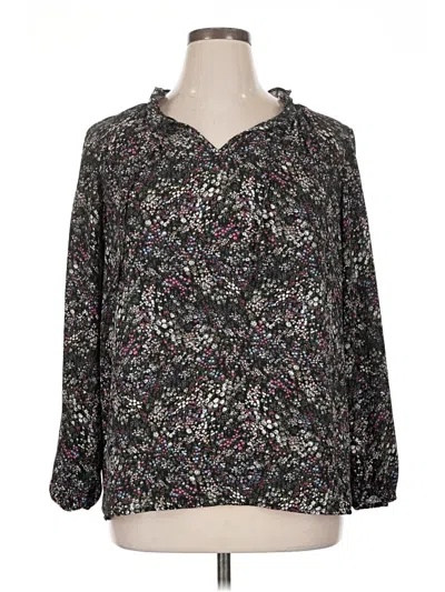Pre-owned Ann Taylor Loft Outlet Long Sleeve T-shirt In Black