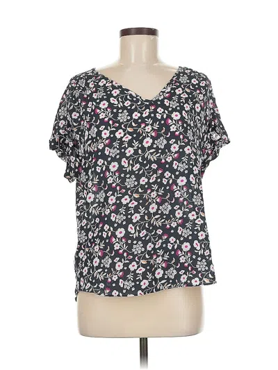 Pre-owned Ann Taylor Loft Outlet Short Sleeve Blouse In Black