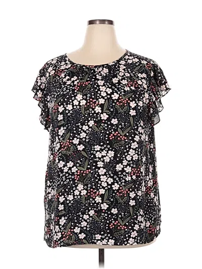 Pre-owned Ann Taylor Loft Outlet Short Sleeve Blouse In Black