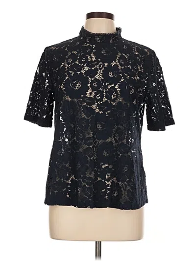 Pre-owned Ann Taylor Loft Outlet Short Sleeve Blouse In Black