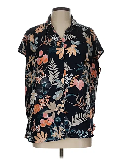 Pre-owned Ann Taylor Loft Outlet Short Sleeve Blouse In Black