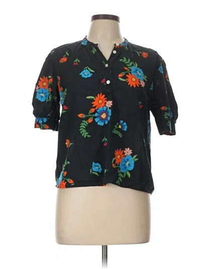 Pre-owned Ann Taylor Loft Outlet Short Sleeve Blouse In Black