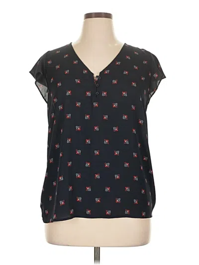 Pre-owned Ann Taylor Loft Outlet Short Sleeve Blouse In Black