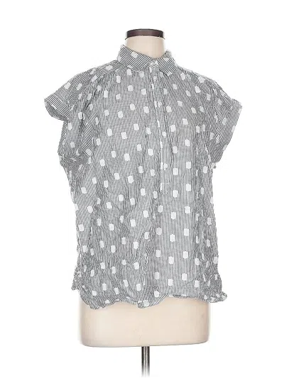 Pre-owned Ann Taylor Loft Outlet Short Sleeve Blouse In Blue