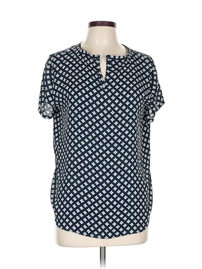 Pre-owned Ann Taylor Loft Outlet Short Sleeve Blouse In Blue