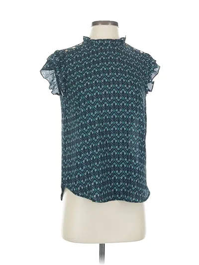 Pre-owned Ann Taylor Loft Outlet Short Sleeve Blouse In Blue