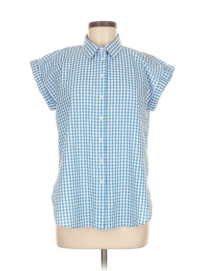 Pre-owned Ann Taylor Loft Outlet Short Sleeve Blouse In Blue