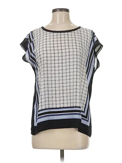 Pre-owned Ann Taylor Loft Outlet Short Sleeve Blouse In Blue