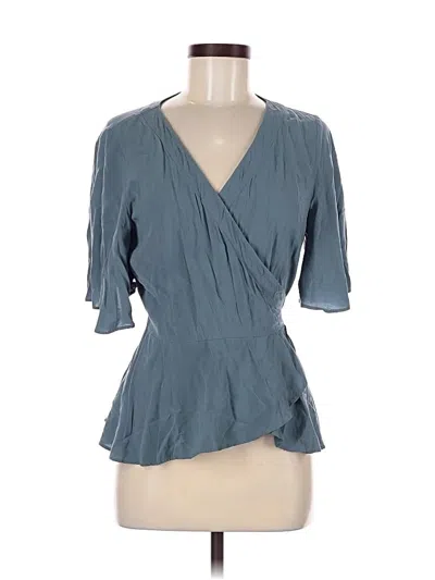 Pre-owned Ann Taylor Loft Outlet Short Sleeve Blouse In Blue