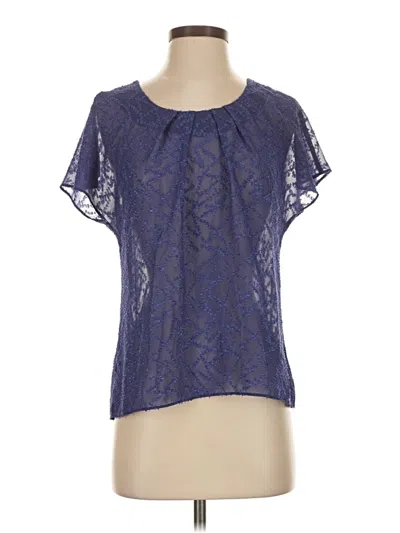 Pre-owned Ann Taylor Loft Outlet Short Sleeve Blouse In Blue