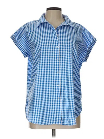 Pre-owned Ann Taylor Loft Outlet Short Sleeve Blouse In Blue