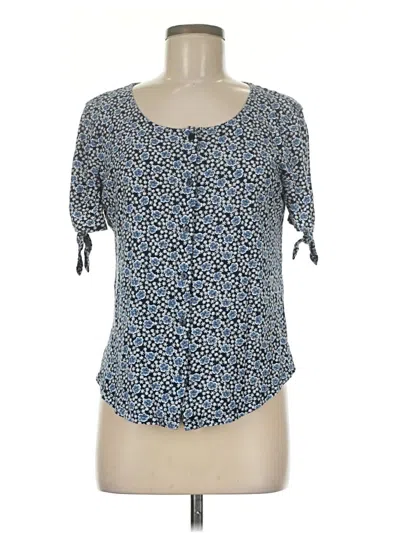 Pre-owned Ann Taylor Loft Outlet Short Sleeve Blouse In Blue