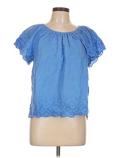 Pre-owned Ann Taylor Loft Outlet Short Sleeve Blouse In Blue