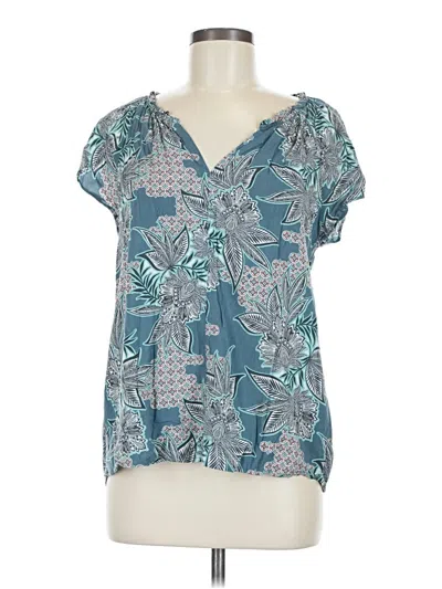 Pre-owned Ann Taylor Loft Outlet Short Sleeve Blouse In Blue