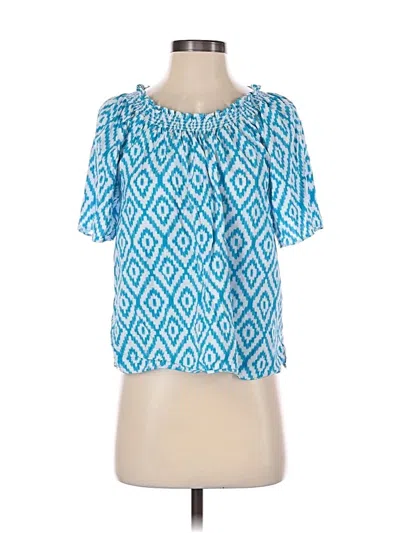 Pre-owned Ann Taylor Loft Outlet Short Sleeve Blouse In Blue