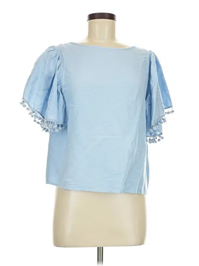 Pre-owned Ann Taylor Loft Outlet Short Sleeve Blouse In Blue