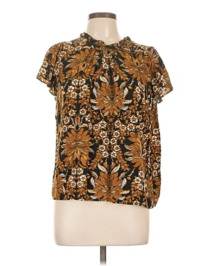 Pre-owned Ann Taylor Loft Outlet Short Sleeve Blouse In Brown
