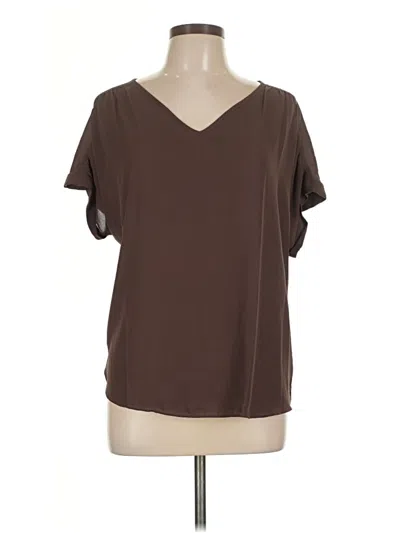 Pre-owned Ann Taylor Loft Outlet Short Sleeve Blouse In Brown