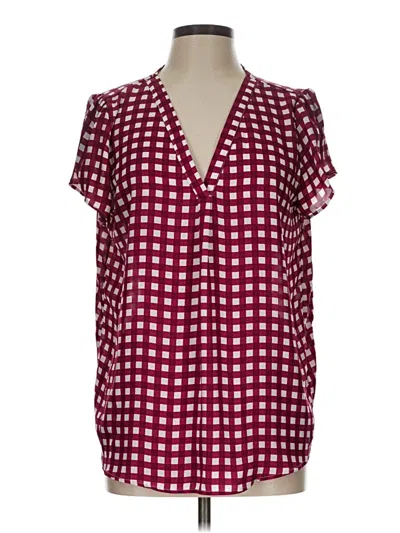 Pre-owned Ann Taylor Loft Outlet Short Sleeve Blouse In Burgundy