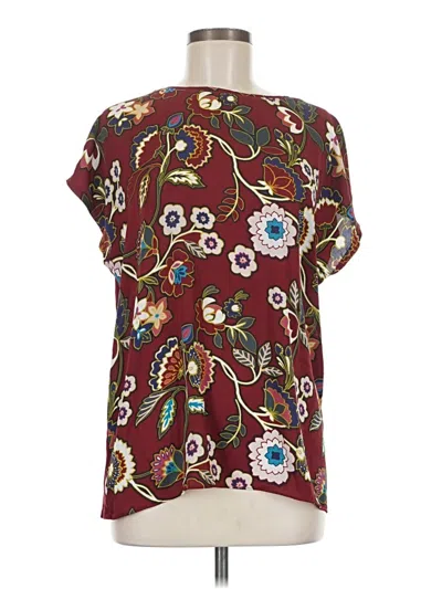 Pre-owned Ann Taylor Loft Outlet Short Sleeve Blouse In Burgundy