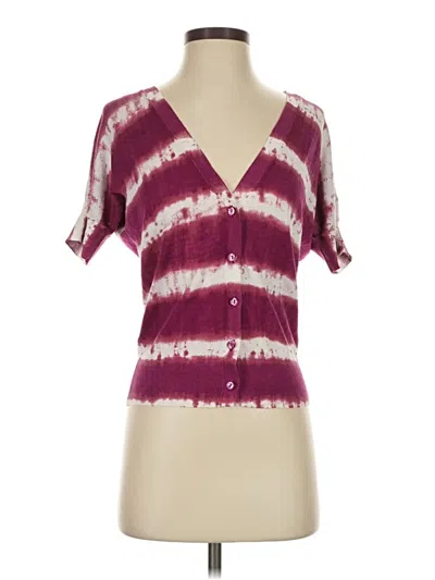 Pre-owned Ann Taylor Loft Outlet Short Sleeve Blouse In Burgundy