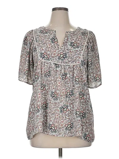 Pre-owned Ann Taylor Loft Outlet Short Sleeve Blouse In Gray