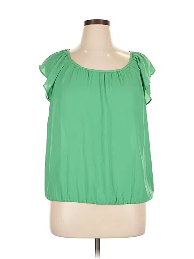 Pre-owned Ann Taylor Loft Outlet Short Sleeve Blouse In Green