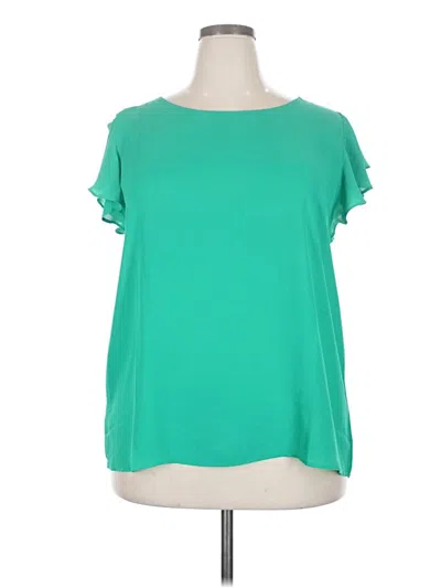 Pre-owned Ann Taylor Loft Outlet Short Sleeve Blouse In Green