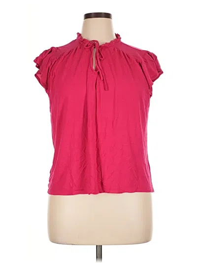 Pre-owned Ann Taylor Loft Outlet Short Sleeve Blouse In Pink