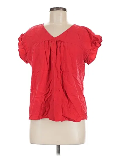 Pre-owned Ann Taylor Loft Outlet Short Sleeve Blouse In Red