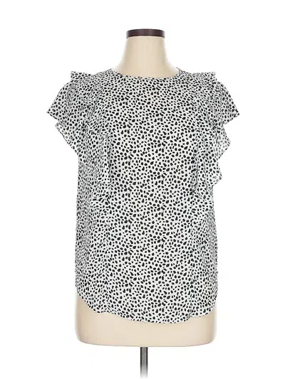 Pre-owned Ann Taylor Loft Outlet Short Sleeve Blouse In White