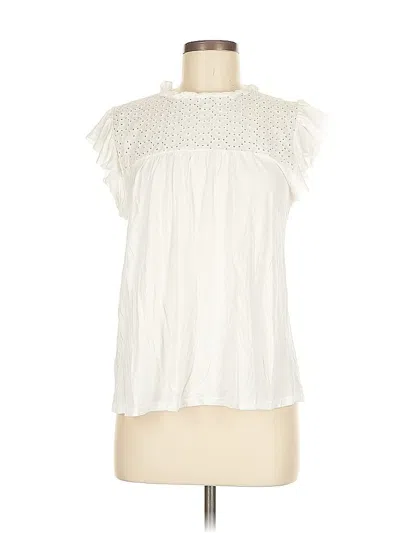 Pre-owned Ann Taylor Loft Outlet Short Sleeve Blouse In White