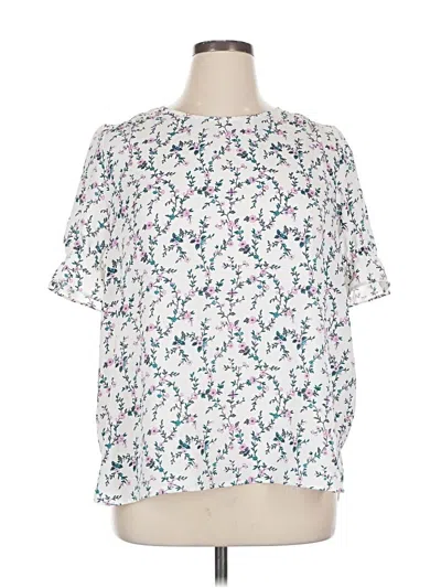 Pre-owned Ann Taylor Loft Outlet Short Sleeve Blouse In White