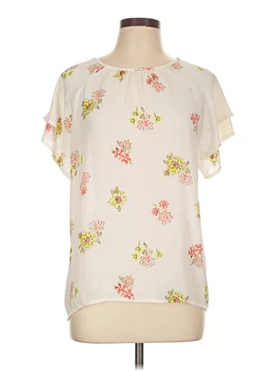 Pre-owned Ann Taylor Loft Outlet Short Sleeve Blouse In White