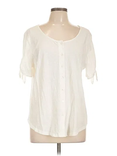 Pre-owned Ann Taylor Loft Outlet Short Sleeve Blouse In White