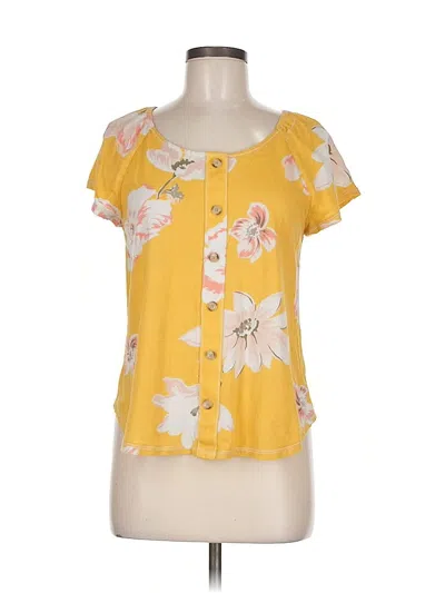 Pre-owned Ann Taylor Loft Outlet Short Sleeve Blouse In Yellow