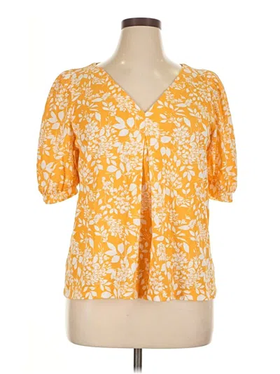 Pre-owned Ann Taylor Loft Outlet Short Sleeve Blouse In Yellow