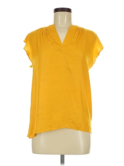 Pre-owned Ann Taylor Loft Outlet Short Sleeve Blouse In Yellow