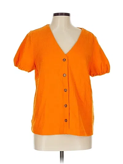 Pre-owned Ann Taylor Loft Outlet Short Sleeve Henley Shirt In Orange