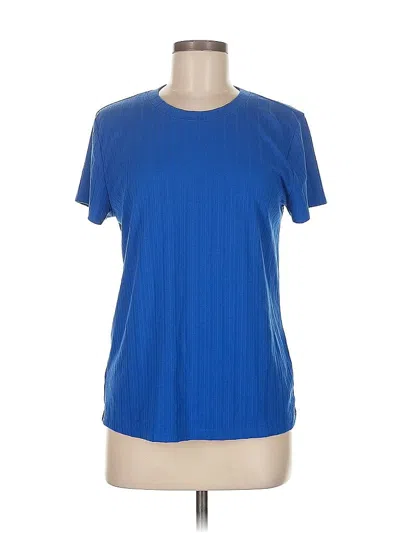 Pre-owned Ann Taylor Loft Outlet Short Sleeve Top Blue Crew Neck Tops