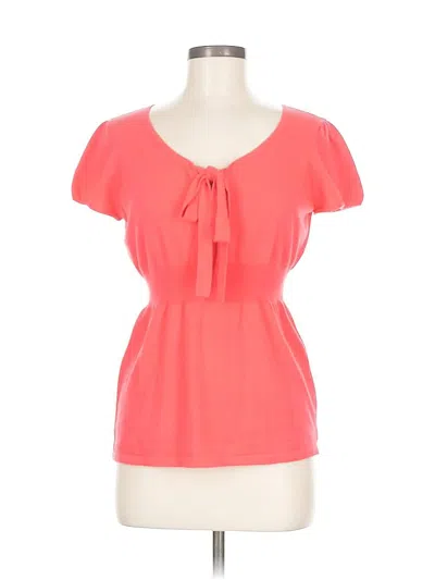 Pre-owned Ann Taylor Loft Outlet Short Sleeve Top Orange Sweetheart Neckline Tops