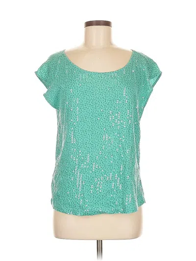 Pre-owned Ann Taylor Loft Outlet Short Sleeve Top Teal Scoop Neck Tops In Blue