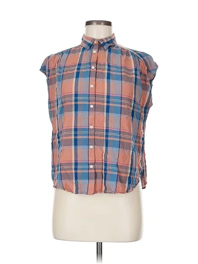 Pre-owned Ann Taylor Loft Outlet Sleeveless Button Down Shirt In Blue