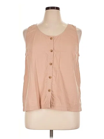 Pre-owned Ann Taylor Loft Outlet Sleeveless Button Down Shirt In Tan