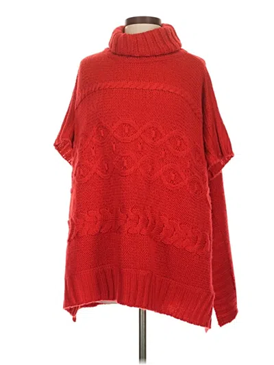Pre-owned Ann Taylor Loft Poncho In Red