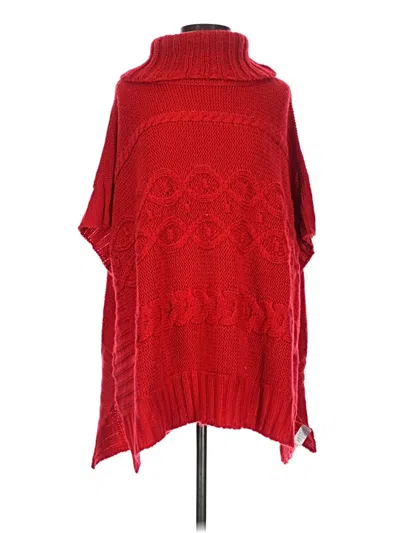 Pre-owned Ann Taylor Loft Poncho In Red