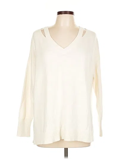 Pre-owned Ann Taylor Loft Pullover Sweater In White